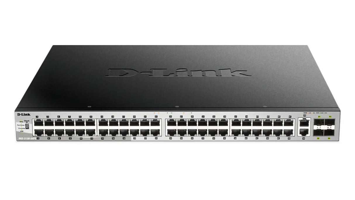 D-LINK D-Link DGS-3130-54PS Managed L3 Gigabit Ethernet (10/100/1000) Power over Ethernet (PoE) Black, Grey - DGS-3130-54PS