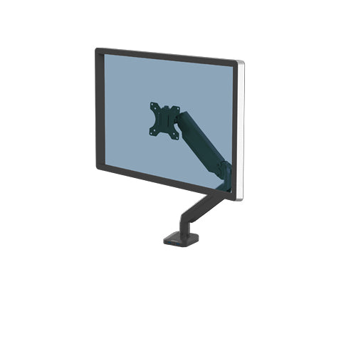 Fellowes Platinum Series Monitor Arm - Monitor Mount for 8KG 40 Inch Screens - Adjustable Monitor Desk Mount - Tilt 45° Pan 180° Swivel 360° Rotation 360°, VESA 75 x 75/100 x 100 - Black - 8043301
