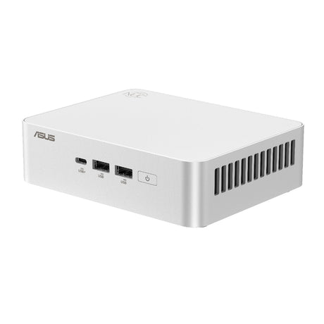 White ASUS computer mini tower on a white background