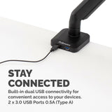 Fellowes Platinum Series Monitor Arm - Monitor Mount for 8KG 40 Inch Screens - Adjustable Monitor Desk Mount - Tilt 45° Pan 180° Swivel 360° Rotation 360°, VESA 75 x 75/100 x 100 - Black - 8043301
