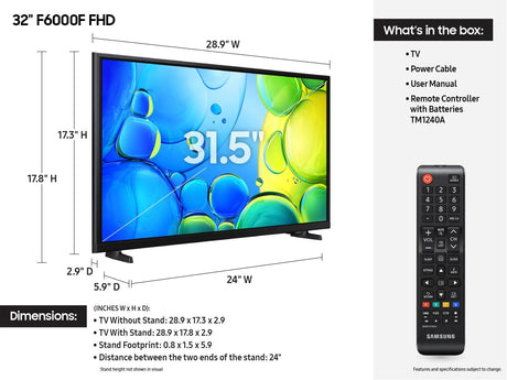Samsung UN32F6000FFXZA TV 81.3 cm (32") Full HD Smart TV Wi-Fi Black - UN32F6000FFXZA SAMSUNG