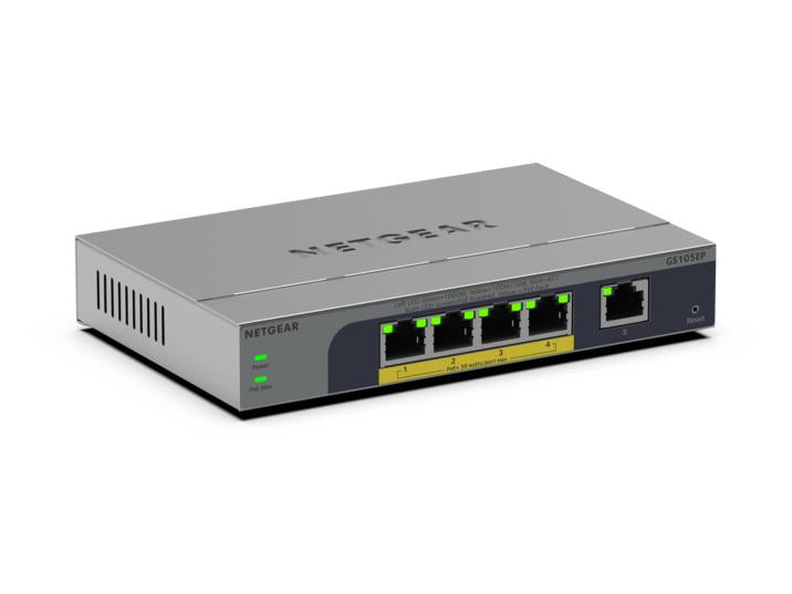 NETGEAR GS105EP Unmanaged Gigabit Ethernet (10/100/1000) Power over Ethernet (PoE) Grey - GS105EP-100NAS