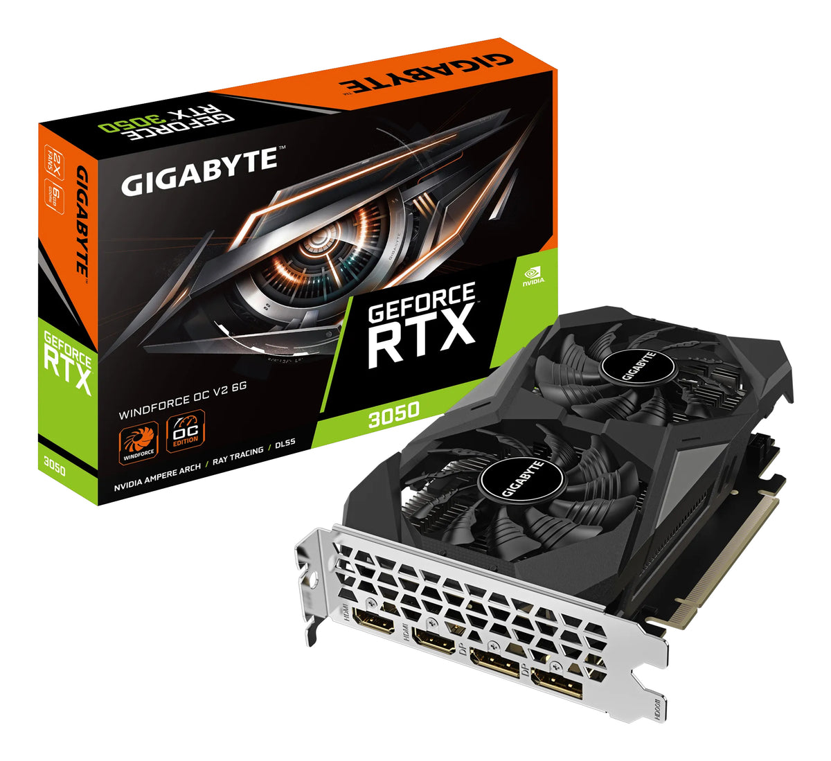 GIGABYTE GeForce RTX 3050 WINDFORCE OC V2 6G NVIDIA 6 GB GDDR6 - GV-N3050WF2OCV2-6GD - eCommerce Business Prime