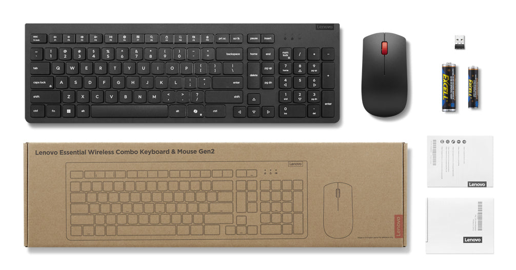 Lenovo 4X31R64453 keyboard Mouse included Office RF Wireless US English Black - 4X31R64453