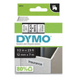 DYMO DYMO D1 High-Performance Polyester Removable Label Tape, 0.5" x 23 ft., Black on White - 45013