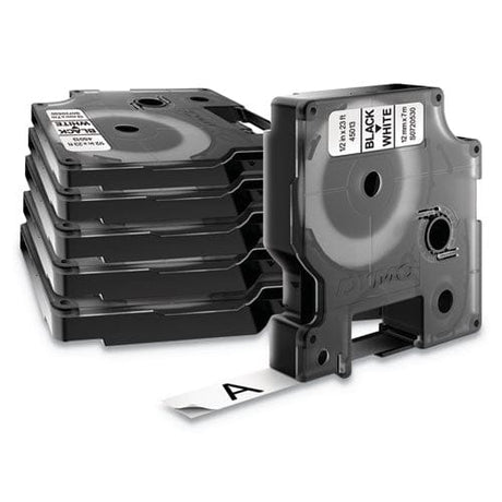 DYMO DYMO D1 Standard Labels, 0.5" x 23 ft, Black Print on White Tape, 6/Pack - 2025517