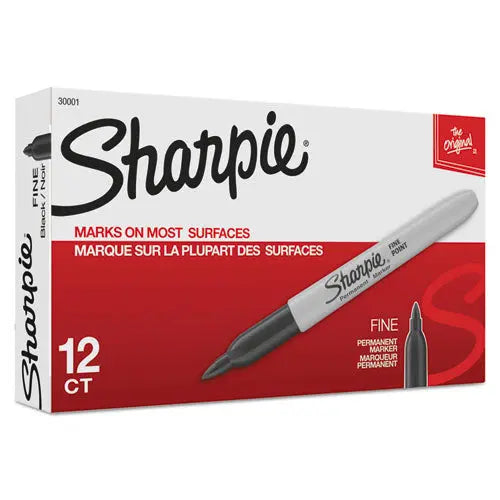 DYMO DYMO Fine Tip Permanent Marker, Fine Bullet Tip, Black, Dozen - 30001B