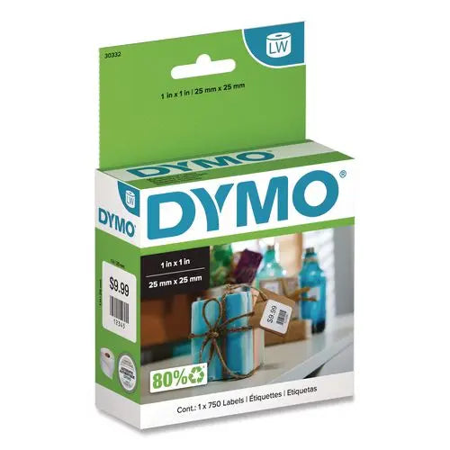 DYMO DYMO LabelWriter Multipurpose Labels, 1" x 1", White, 750 Labels/Roll - 30332