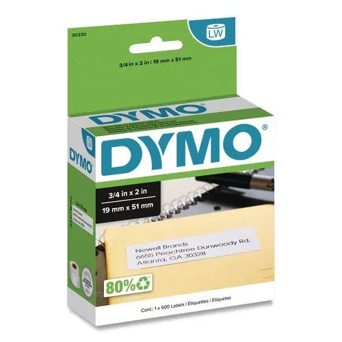 DYMO DYMO LabelWriter Return Address Labels, 0.75" x 2", White, 500 Labels/Roll - 30330