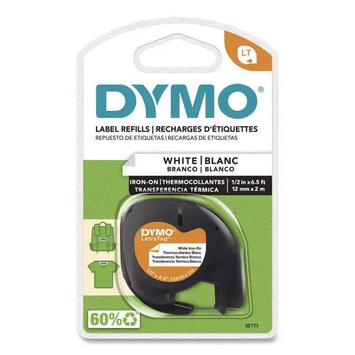 DYMO DYMO LetraTag Fabric Iron-On Labels, 0.5" x 6.5 ft, White - 18771