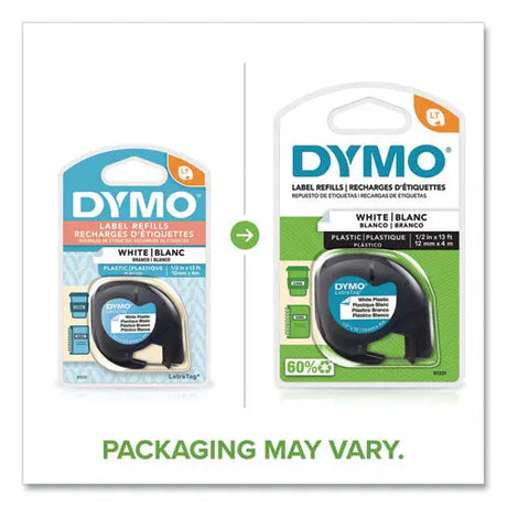 DYMO DYMO LetraTag Plastic Label Tape Cassette, 0.5" x 13 ft, White - 91331