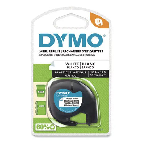 DYMO DYMO LetraTag Plastic Label Tape Cassette, 0.5" x 13 ft, White - 91331