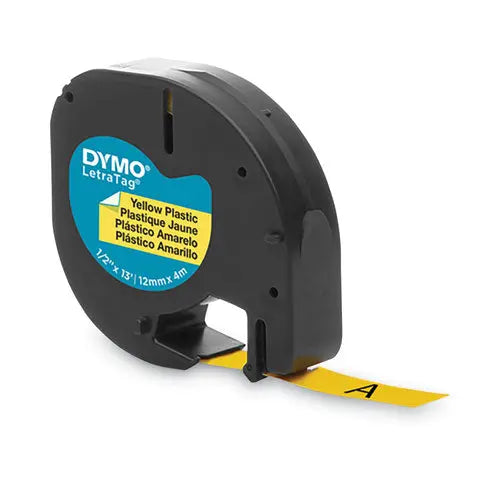 DYMO DYMO LetraTag Plastic Label Tape Cassette, 0.5" x 13 ft, Yellow - 91332