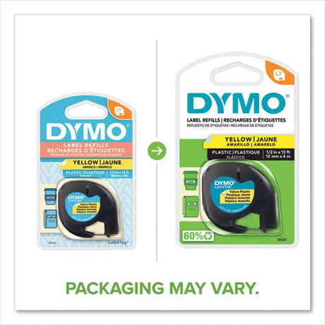 DYMO DYMO LetraTag Plastic Label Tape Cassette, 0.5" x 13 ft, Yellow - 91332