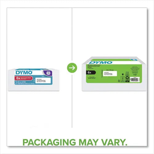 DYMO DYMO LW Address Labels, 0.75" x 2", White, 500 Labels/Roll, 6 Rolls/Pack - 2050766