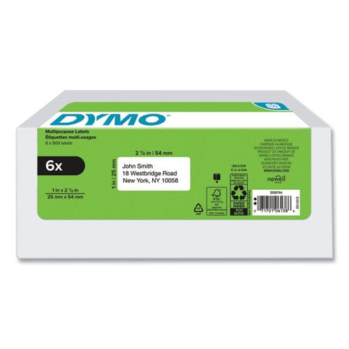 DYMO DYMO LW Multipurpose Labels, 1" x 2.13", White, 500 Labels/Roll, 6 Rolls/Pack - 2050764
