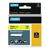 DYMO DYMO Rhino Flexible Nylon Industrial Label Tape, 0.5" x 11.5 ft, Yellow/Black Print - 18490