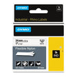 DYMO DYMO Rhino Flexible Nylon Industrial Label Tape, 1" x 11.5 ft, White/Black Print - 1734524