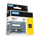 DYMO DYMO Rhino Flexible Nylon Industrial Label Tape, 1" x 11.5 ft, White/Black Print - 1734524