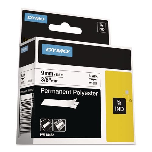 DYMO DYMO Rhino Permanent Poly Industrial Label Tape, 0.37" x 18 ft, White/Black Print - 18482