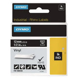 DYMO DYMO Rhino Permanent Vinyl Industrial Label Tape, 0.5" x 18 ft, Black/White Print - 1805435