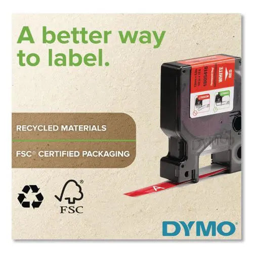DYMO DYMO Rhino Permanent Vinyl Industrial Label Tape, 0.5" x 18 ft, Red/White Print - 1805416