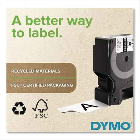 DYMO DYMO Rhino Permanent Vinyl Industrial Label Tape, 1" x 18 ft, White/Black Print - 1805430