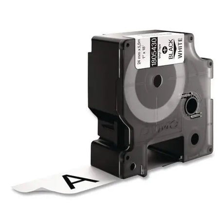 DYMO DYMO Rhino Permanent Vinyl Industrial Label Tape, 1" x 18 ft, White/Black Print - 1805430