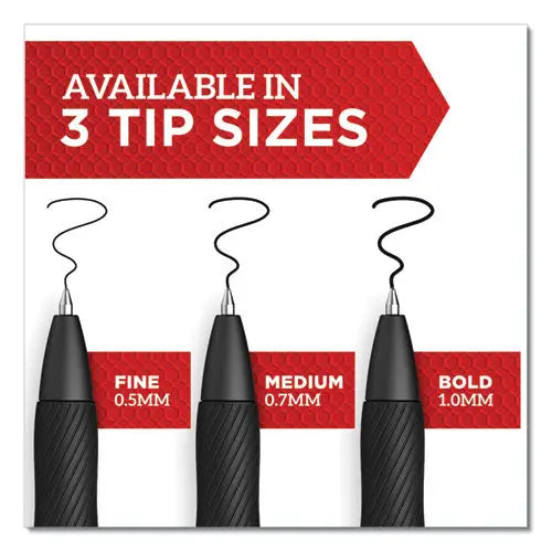 DYMO DYMO S-Gel High-Performance Gel Pen, Retractable, Medium 0.7 mm, Black Ink, Black Barrel, Dozen - 2096159