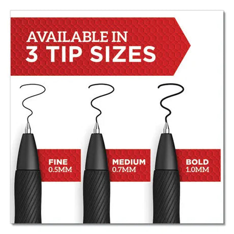 DYMO DYMO S-Gel High-Performance Gel Pen, Retractable, Medium 0.7 mm, Black Ink, Black Barrel, Dozen - 2096159