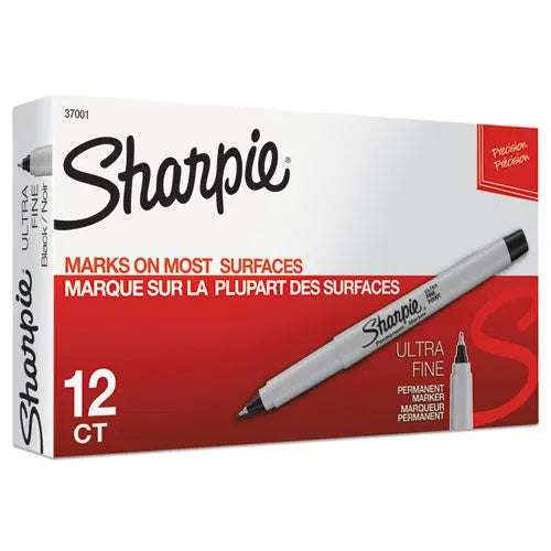 DYMO DYMO Ultra Fine Tip Permanent Marker, Ultra-Fine Needle Tip, Black, Dozen - 37001B