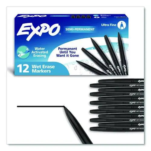 DYMO DYMO Wet Erase Marker, Ultra Fine Bullet Tip, Black, Dozen - 16001A