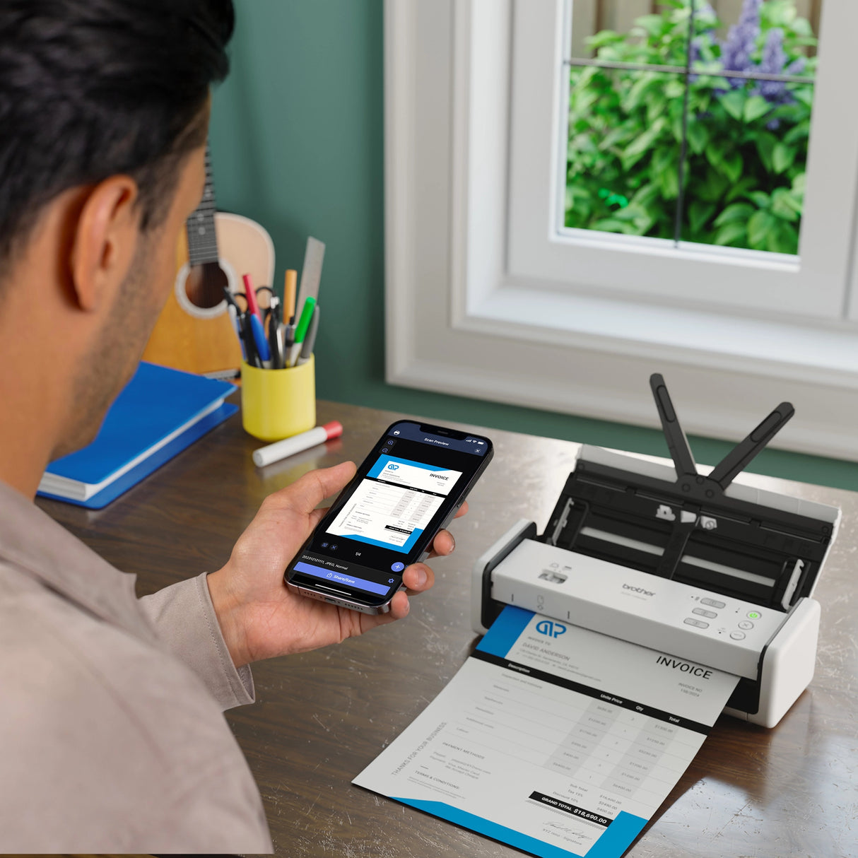 Brother ADS-1300W Compact Duplex Desktop Scanner with Single Pass Double-Sided Scanning (White) - ADS1350W