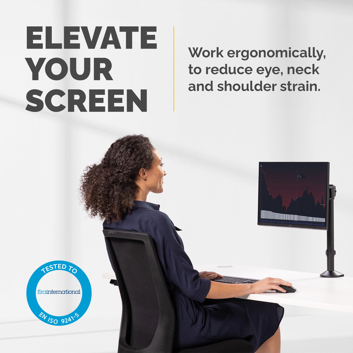Fellowes Reflex Monitor Arm - Monitor Mount for 8KG 32 Inch Screens - Adjustable Monitor Desk Mount - Tilt 45° Pan 180° Rotation 360°, VESA 75 x 75/100 x 100 - Black - 8502501