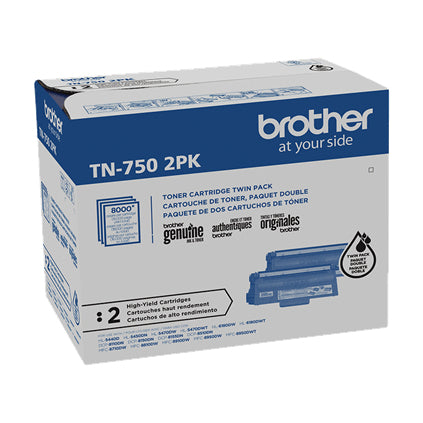 Brother High Yield Black Toner Cartridge Dual Pack (2 x 8,000 Yield) - TN7502PK