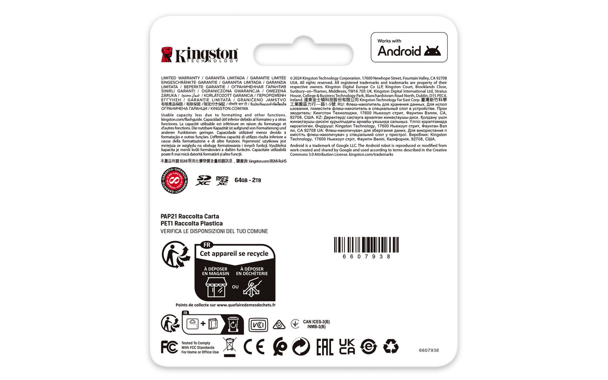 Kingston Technology 64GB microSDXC Canvas Go Plus Gen4 200R A2 U3 Single Pack w/o ADP - SDCG4/64GBSP