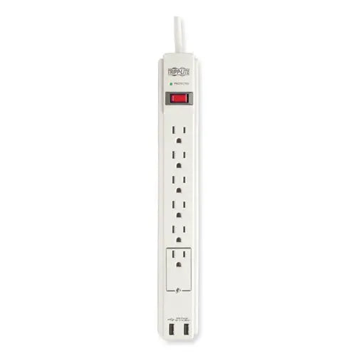 EATON EATON Protect It! Surge Suppressor, 6 AC Outlets/2 USB Ports, 6 ft Cord, 990 J, Cool Gray - TLP606USB