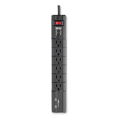 EATON EATON Protect It! Surge Suppressor, 6 AC Outlets/2 USB Ports, 8 ft Cord, 1,080 J, Black - TLP608RUSBB
