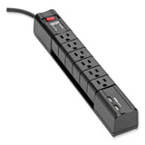 EATON EATON Protect It! Surge Suppressor, 6 AC Outlets/2 USB Ports, 8 ft Cord, 1,080 J, Black - TLP608RUSBB