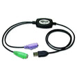 EATON EATON USB to PS/2 Adapter for Keyboard and Mouse, USB-A Male to (2) PS/2 Female, 18" - B015-000