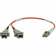 EATON Tripp Lite 0.3M Duplex Multimode Fiber Optic 50/125 Adapter LC/SC M/F 1ft 1' 0.3 Meter - 1 ft Fiber Optic Network Cable - First End: 2 x LC Network - Male - Second End: 2 x SC Network - Female - Orang...  - N458-001-50