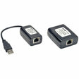EATON Tripp Lite 1-Port USB 2.0 over Cat5 Cat6 Extender Kit Video Transmitter & Receiver 164' - B203-101-PNP