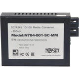 EATON Tripp Lite 10/100 UTP to Multimode Fiber Media Converter RJ45 / SC 550M 850nm - 1 x Network (RJ-45) - 10/100Base-TX, 100Base-FX - Desktop - N784-001-SC-MM