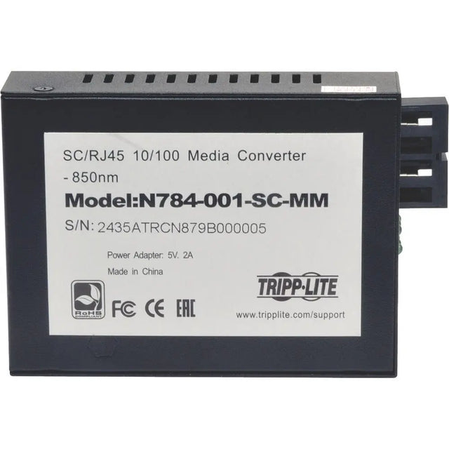 EATON Tripp Lite 10/100 UTP to Multimode Fiber Media Converter RJ45 / SC 550M 850nm - 1 x Network (RJ-45) - 10/100Base-TX, 100Base-FX - Desktop - N784-001-SC-MM