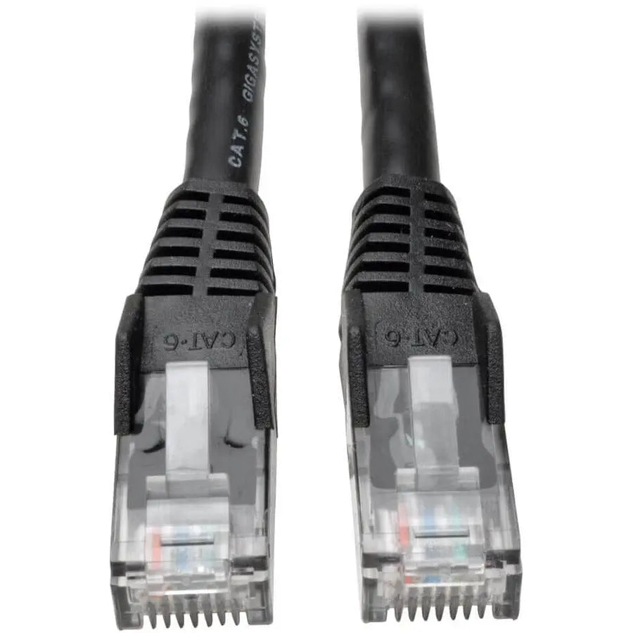 EATON Tripp Lite 100ft Cat6 Gigabit Snagless Molded Patch Cable RJ45 M/M Black 100' - 100 ft Category 6 Network Cable for Network Device - First End: 1 x RJ-45 Network - Male - Second End: 1 x RJ-45 Network...  - N201-100-BK