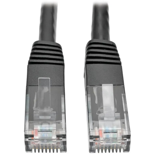 EATON Tripp Lite 10ft Cat6 Gigabit Molded Patch Cable RJ45 M/M 550MHz 24AWG Black - 10 ft Category 6 Network Cable for Network Device, Router, Modem, Blu-ray Player, Printer, Computer - First End: 1 x RJ-45...  - N200-010-BK