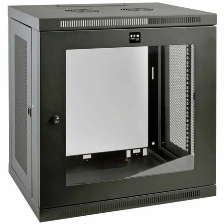 EATON Tripp Lite 12U Wall Mount Rack Enclosure Server Cabinet w/ Glass Front Door - For Server - 12U Rack Height x 19" Rack Width x 16.50" Rack Depth - Wall Mountable - Black Powder Coat - Steel - 200 lb Ma - SRW12UG