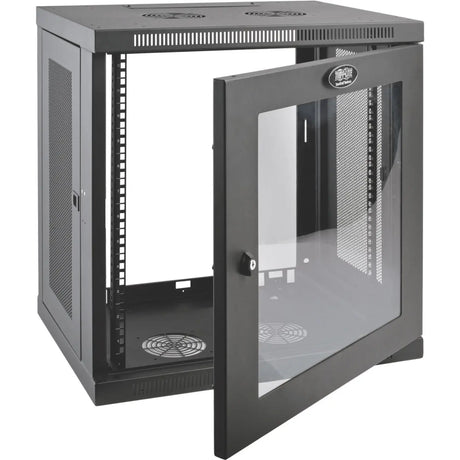 EATON Tripp Lite 12U Wall Mount Rack Enclosure Server Cabinet w/ Glass Front Door - For Server - 12U Rack Height x 19" Rack Width x 16.50" Rack Depth - Wall Mountable - Black Powder Coat - Steel - 200 lb Ma - SRW12UG