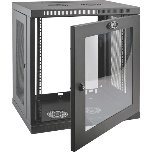 EATON Tripp Lite 12U Wall Mount Rack Enclosure Server Cabinet w/ Glass Front Door - For Server - 12U Rack Height x 19" Rack Width x 16.50" Rack Depth - Wall Mountable - Black Powder Coat - Steel - 200 lb Ma - SRW12UG