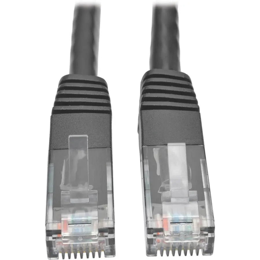 EATON Tripp Lite 15ft Cat6 Gigabit Molded Patch Cable RJ45 M/M 550MHz 24AWG Black - 15 ft Category 6 Network Cable for Network Device, Router, Modem, Blu-ray Player, Printer, Computer - First End: 1 x RJ-45...  - N200-015-BK